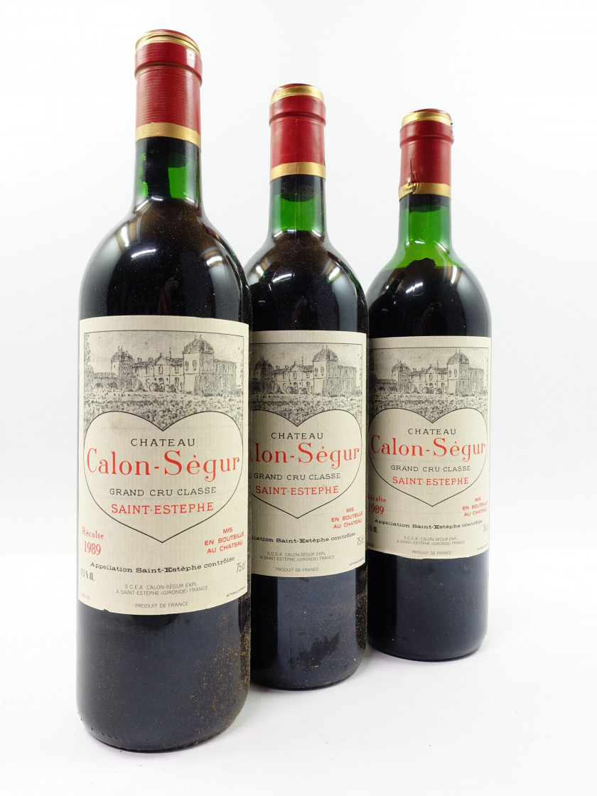 6 bouteilles CHÂTEAU CALON SEGUR 1989 3è GC Saint Estèphe (3 base goulot, 2 légèrement bas, 1 mi-épaule