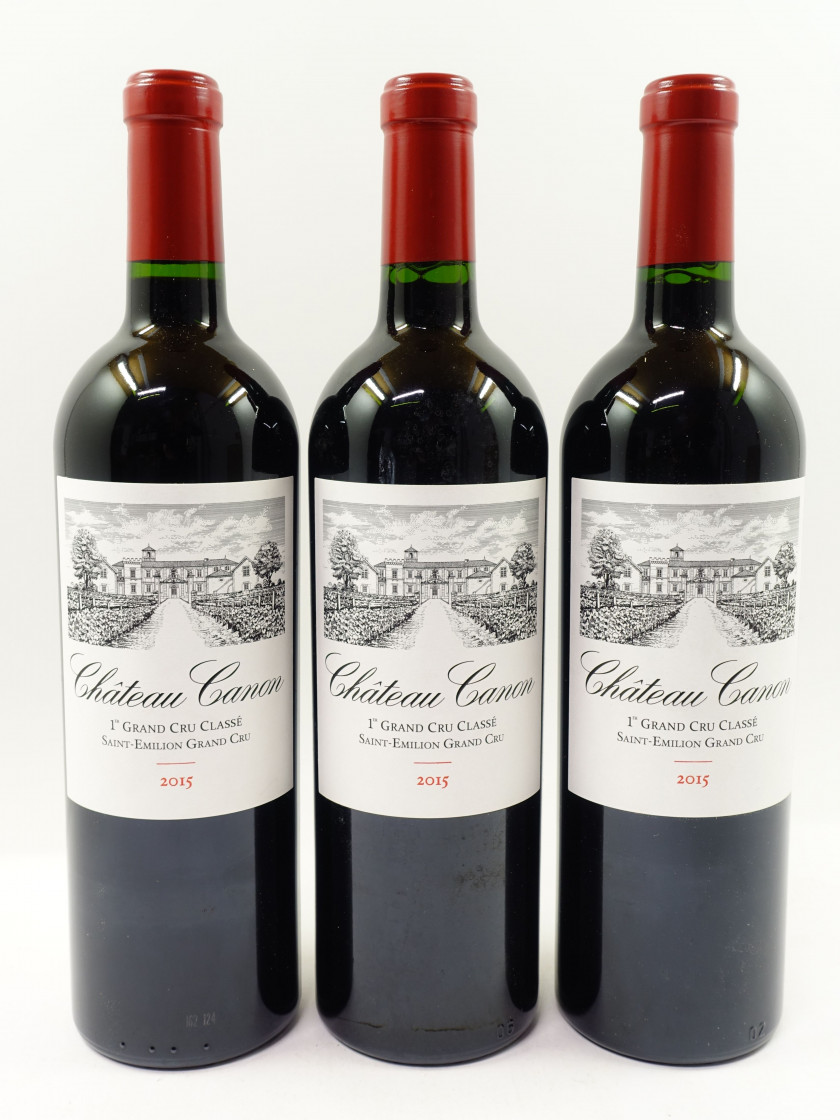 3 bouteilles CHÂTEAU CANON 2015 1er GCC (B) Saint Emilion