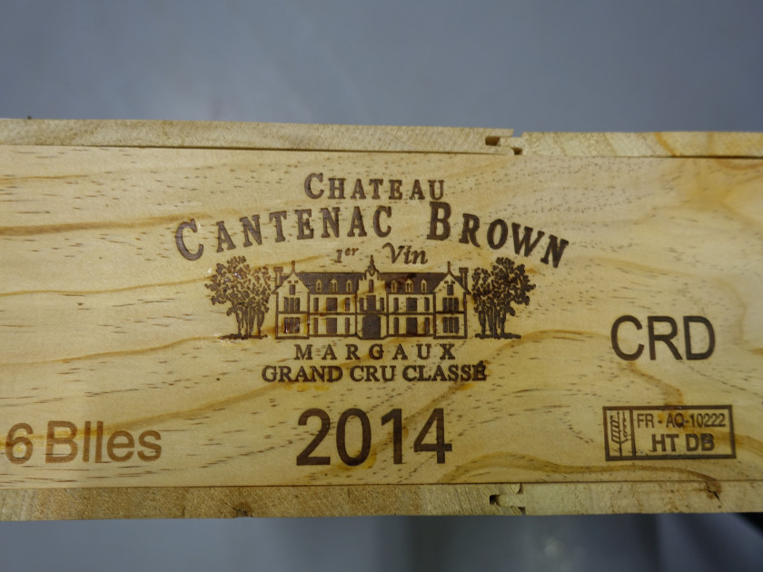 6 bouteilles CHÂTEAU CANTENAC BROWN 2014 3è GC Margaux Caisse bois d'origine