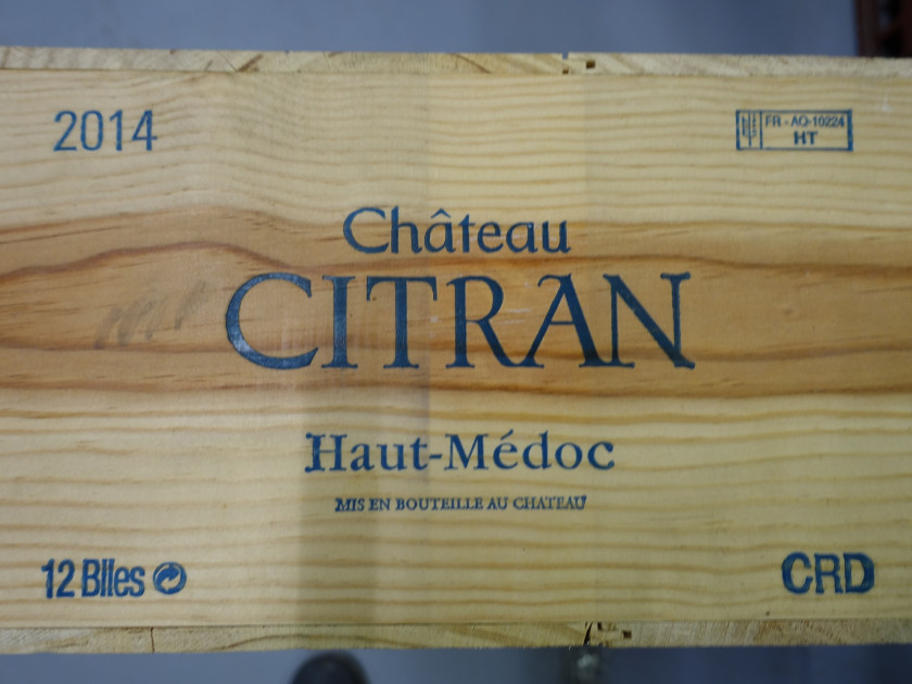 12 bouteilles CHÂTEAU CITRAN 2014 Haut Médoc Caisse bois d'origine