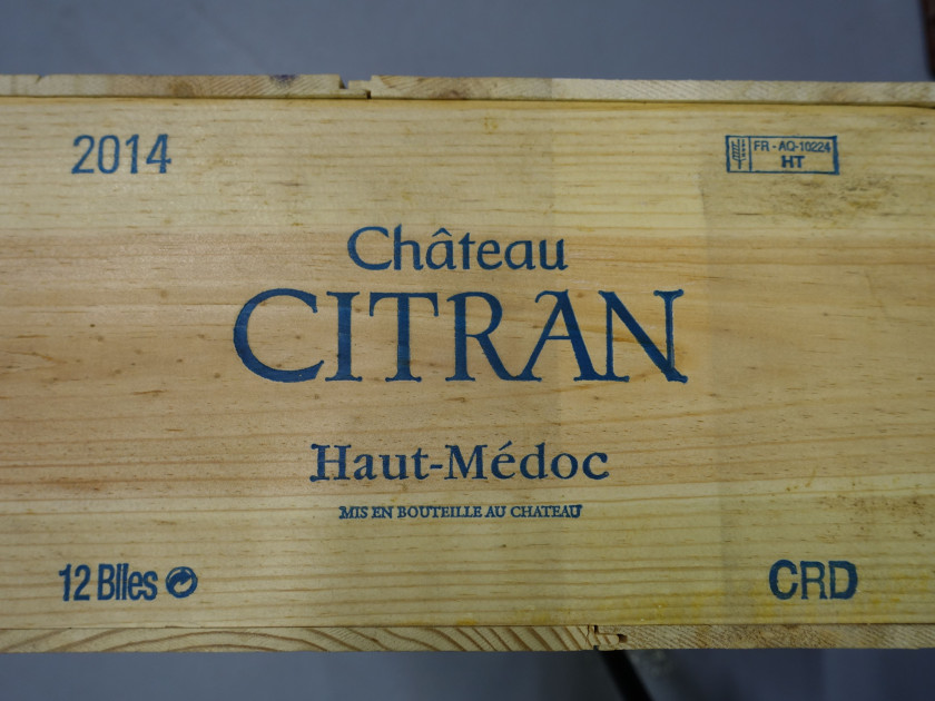 12 bouteilles CHÂTEAU CITRAN 2014 Haut Médoc Caisse bois d'origine
