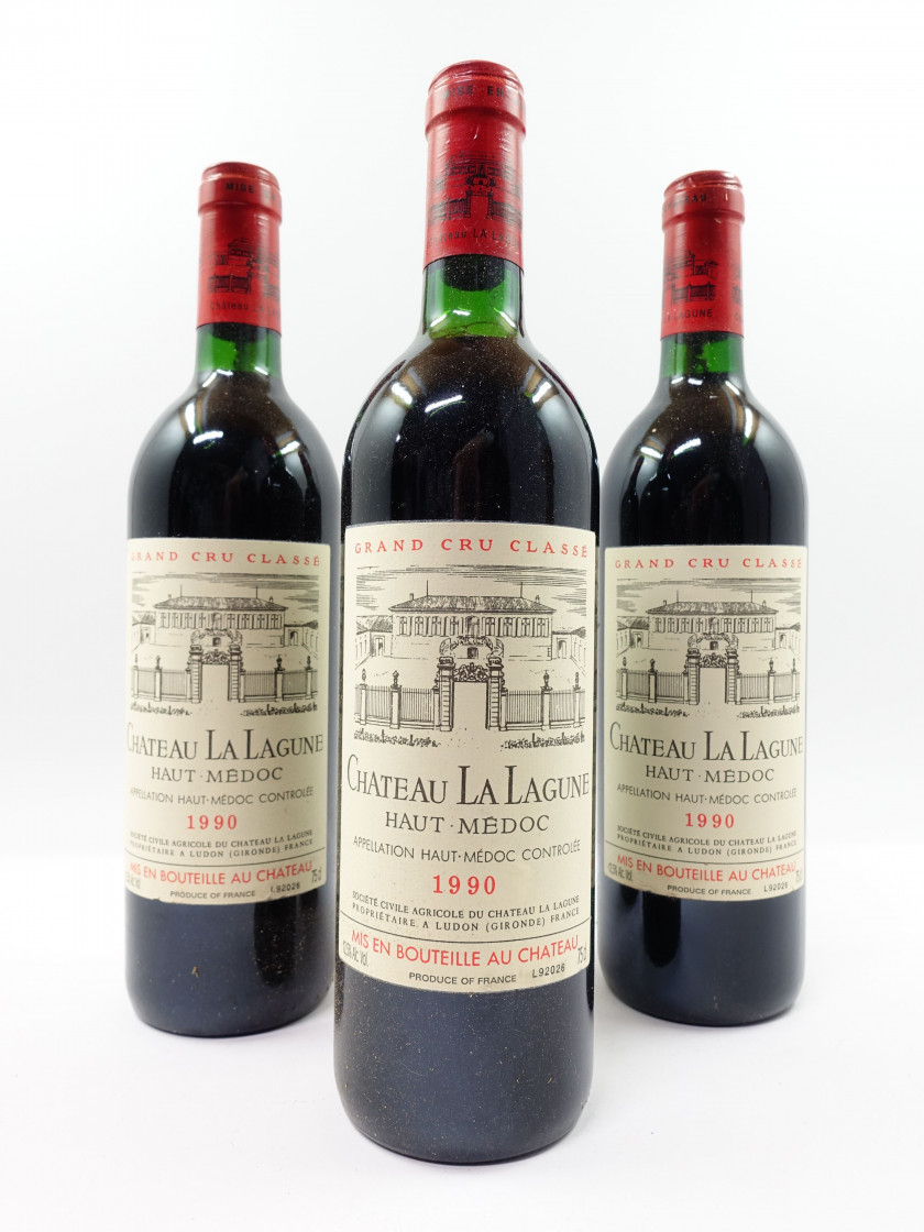 6 bouteilles CHÂTEAU LA LAGUNE 1990 3è GC Haut Médoc (3 base goulot