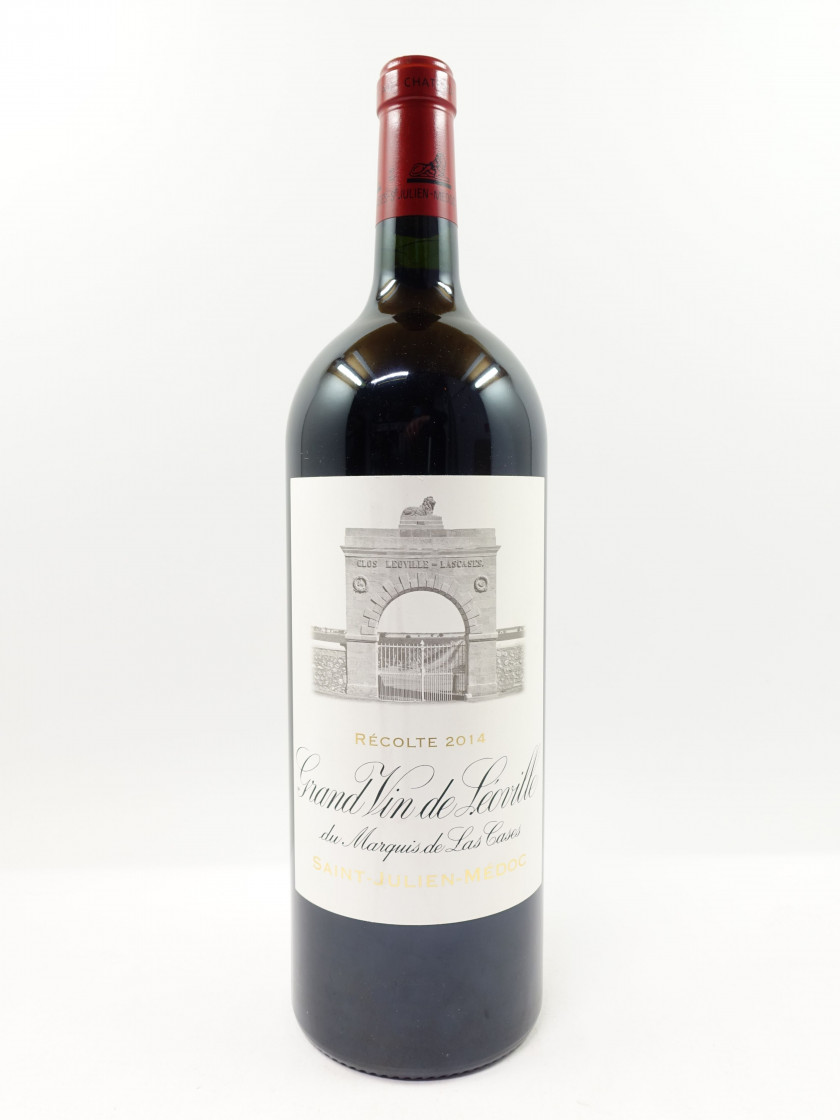1 magnum CHÂTEAU LEOVILLE LAS CASES 2014 2è GC Saint Julien (étiquette et contre étiquette léger tachées, contre étiquette griffée)