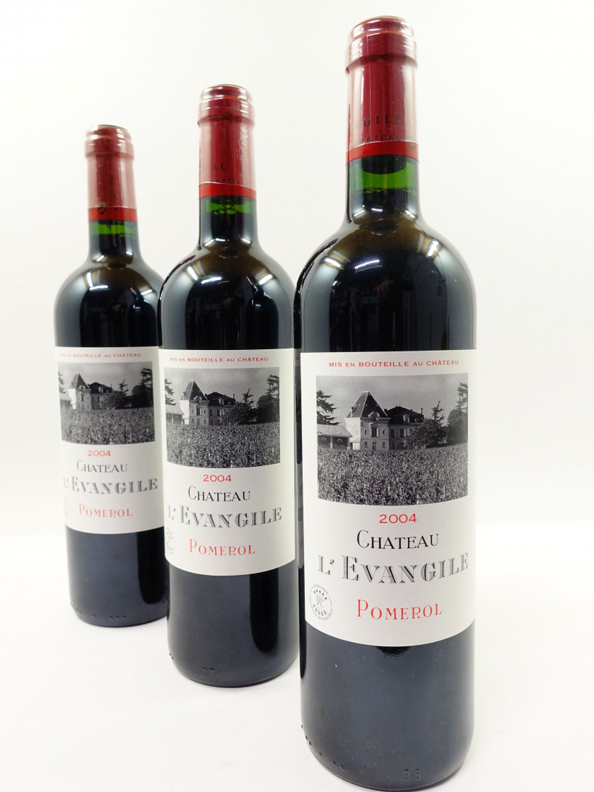 3 bouteilles CHÂTEAU L'EVANGILE 2004 Pomerol