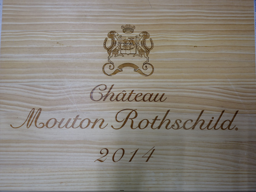 6 bouteilles CHÂTEAU MOUTON ROTHSCHILD 2014 1er GC Pauillac Caisse bois d'origine
