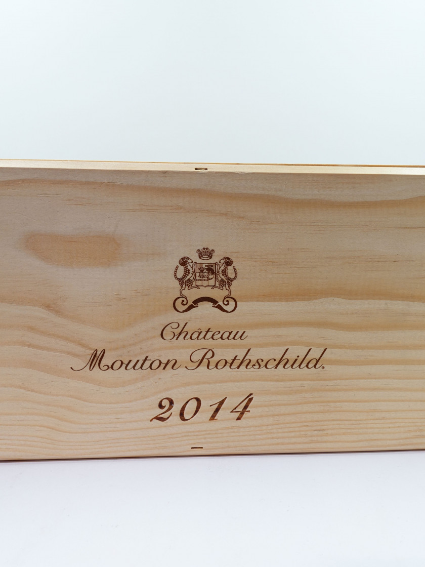 1 double magnum CHÂTEAU MOUTON ROTHSCHILD 2014 1er GC Pauillac Caisse bois d'origine