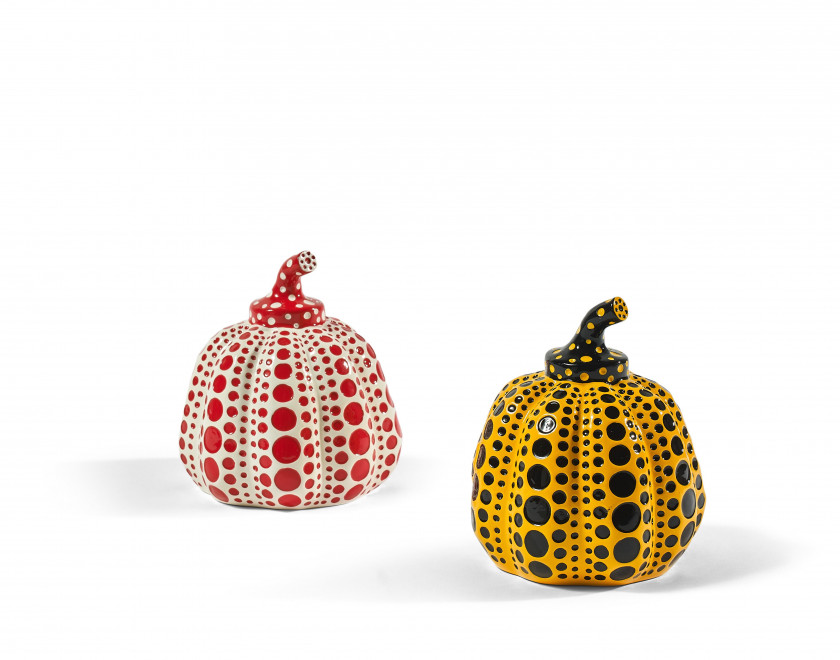 Yayoi KUSAMA (Japonaise - Née en 1929) Pumpkin (set de 2) - 2015 Résine peinte