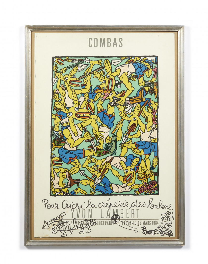 Robert COMBAS (Français - Né en 1957) Sans titre (pour Yvon Lambert) - 1984 Affiche lithographique en couleurs