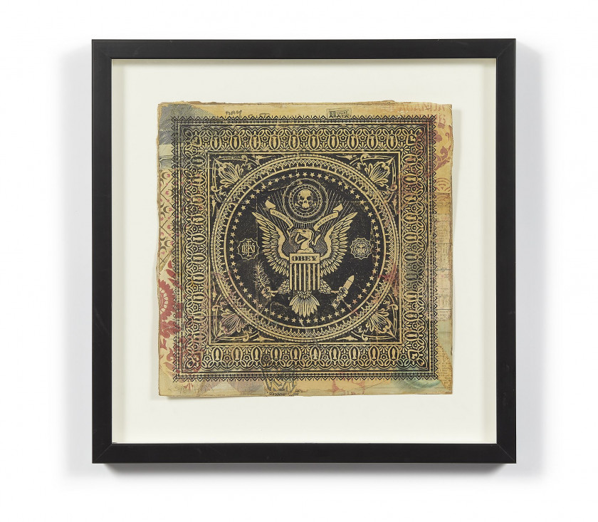 Shepard FAIREY ( OBEY GIANT) (Américain - Né en 1970) Presidential Seal Album - 2007 Technique mixte et collages (HPM) sur pochette...