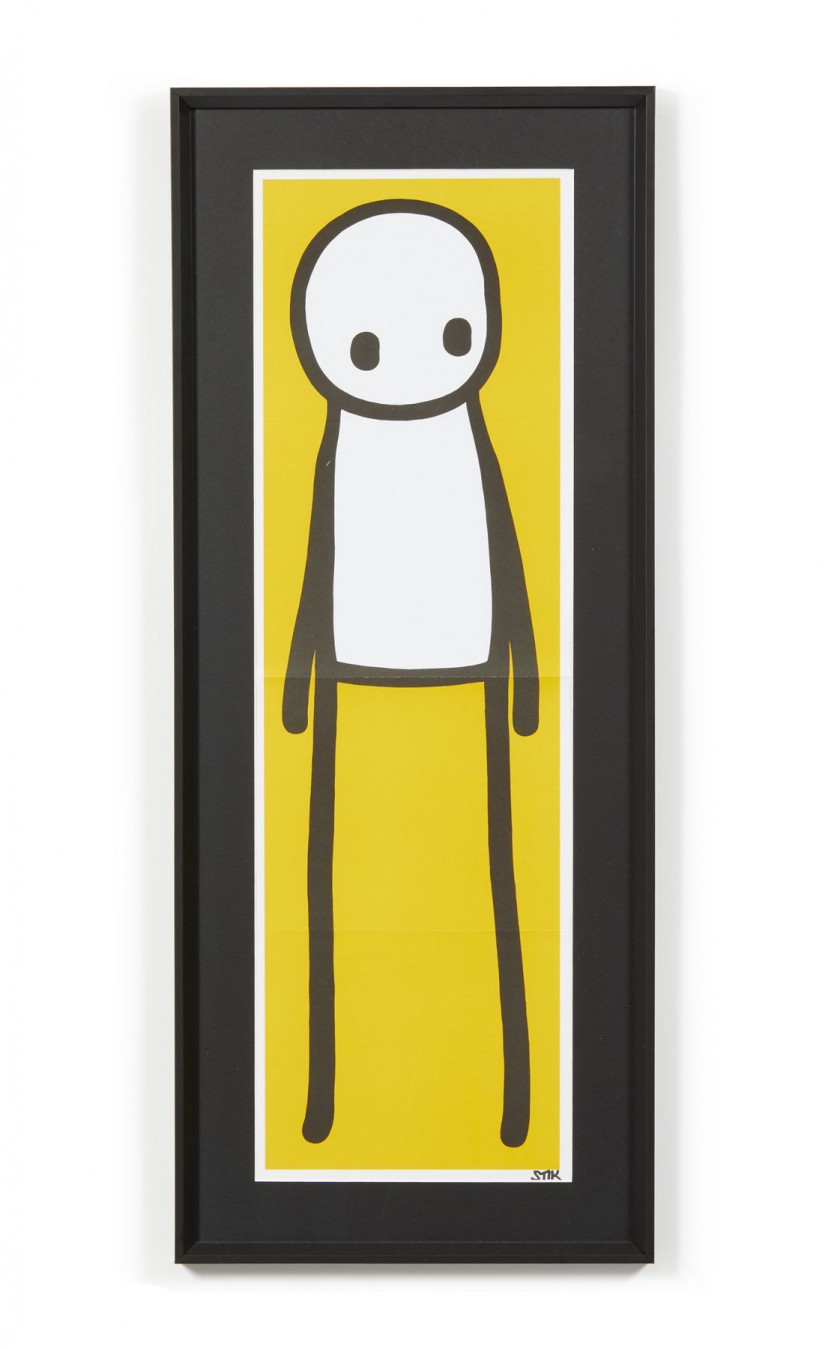 STIK (Anglais-Né dans les années 80) Standing Figure (yellow) - 2015 Lithogrpahie offset en couleurs