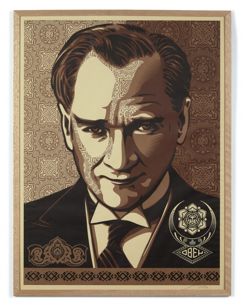 Shepard FAIREY ( OBEY GIANT) (Américain - Né en 1970) Mustafa Kemal Ataturk - 2009 Sérigraphie en couleurs