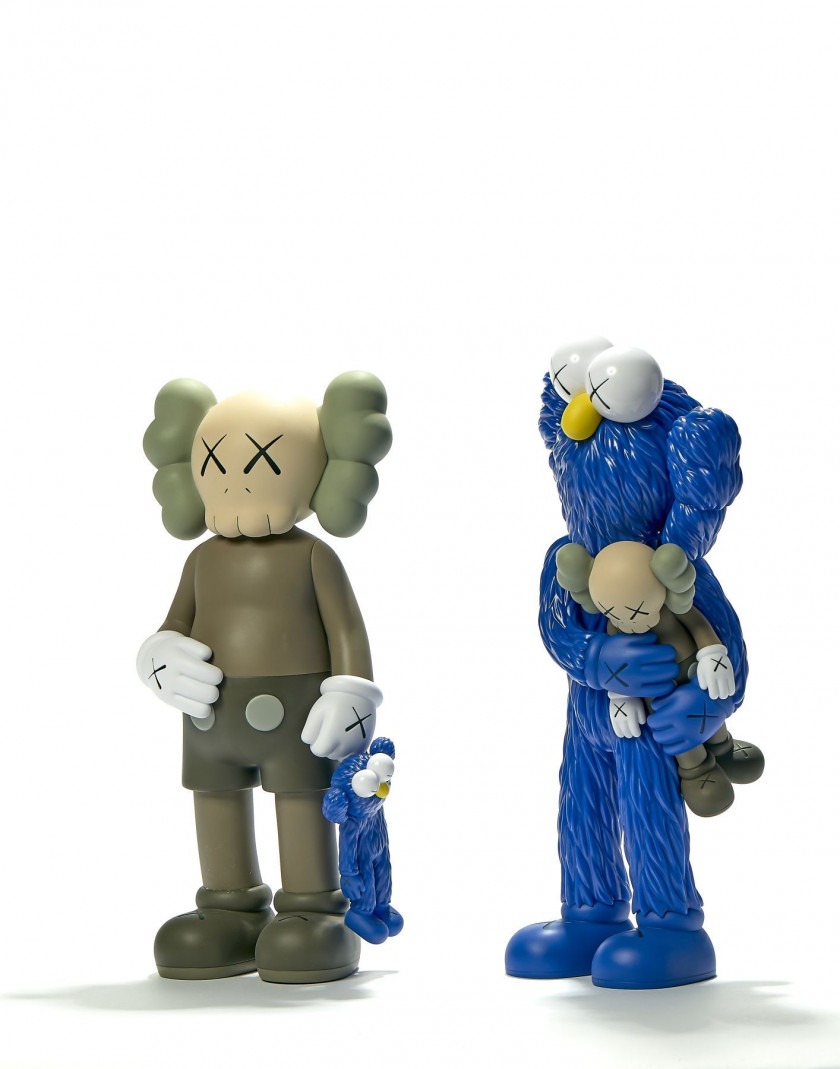 KAWS (Américain - Né en 1974) Share - 2020; Take- 2020 Lot de deux vinyles peints