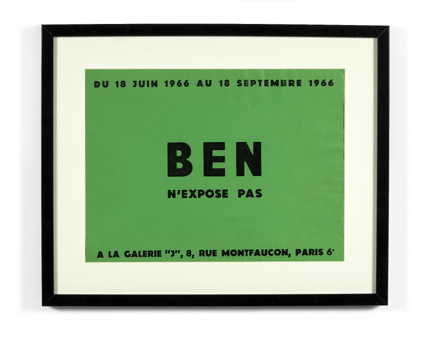 BEN (Français - Né en 1935) Ben n'expose pas - 1966 - 3 variantes 3 affiches, impressions typographiques, sur papier blanc, rouge ou...