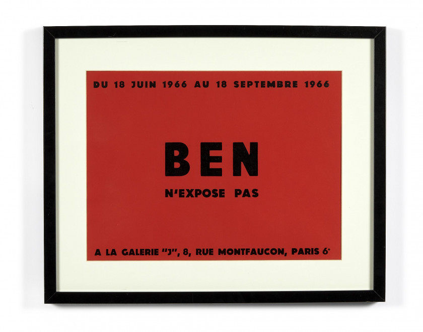 BEN (Français - Né en 1935) Ben n'expose pas - 1966 - 3 variantes 3 affiches, impressions typographiques, sur papier blanc, rouge ou...