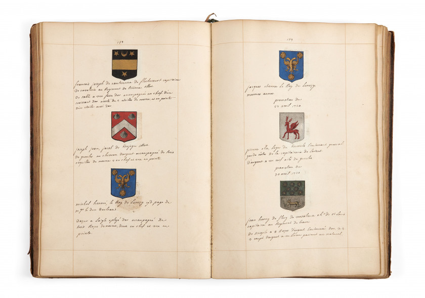 [MANUSCRIT.- ARMORIAL.- ORDRES MILITAIRES.- DORAT DE CHAMEULLES (Claude)]  Armorial général des ordres royaux, militaires et hospita...