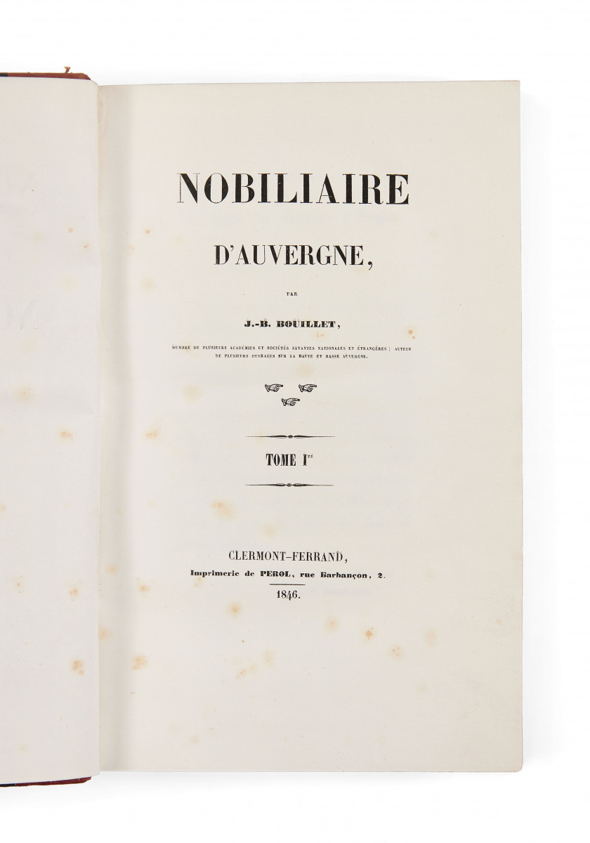 BOUILLET (Jean-Baptiste)  Nobiliaire d'Auvergne.