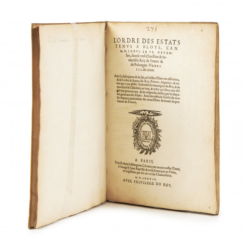[ÉTATS GÉNÉRAUX]  L'Ordre des Estats tenus à Blois l'an 1576.