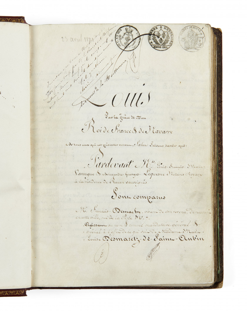 [MANUSCRIT.- NORMANDIE].- [DUMOUCEL DE TORCY]  Partages de la succession de M. le Marquis de Torcy.