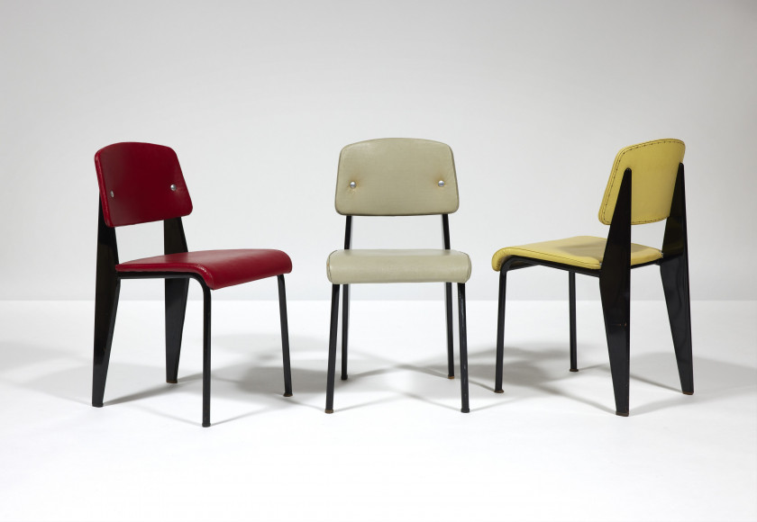 Jean PROUVÉ 1901-1984 Ensemble de six chaises modèle «Métropole 306» dites «Standard» - circa 1952