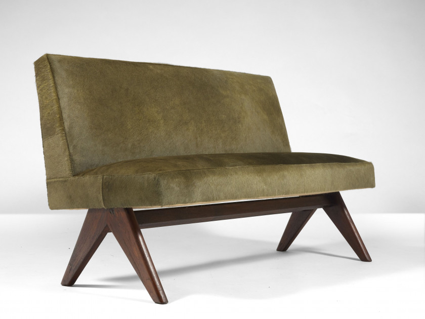 Pierre JEANNERET 1896-1967 Banquette haute «Public bench» - circa 1960