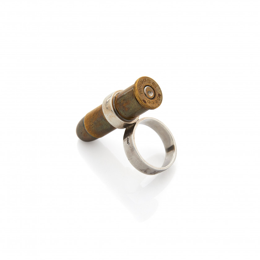 Jacques MONORY (1924 - 2018) Bague "Bullet" - 2009 Argent et cuivre