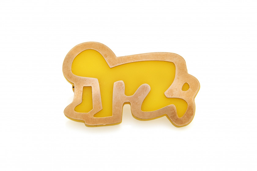 Keith HARING (Américain - 1958 - 1990) Broche "Crawling Baby" - circa 1985 Plexiglass et métal