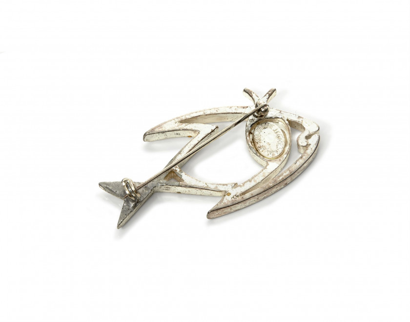 Jean COCTEAU (Maisons-Laffite, 1889-1963) Broche "Poisson" - 2001 Métal argenté et émail