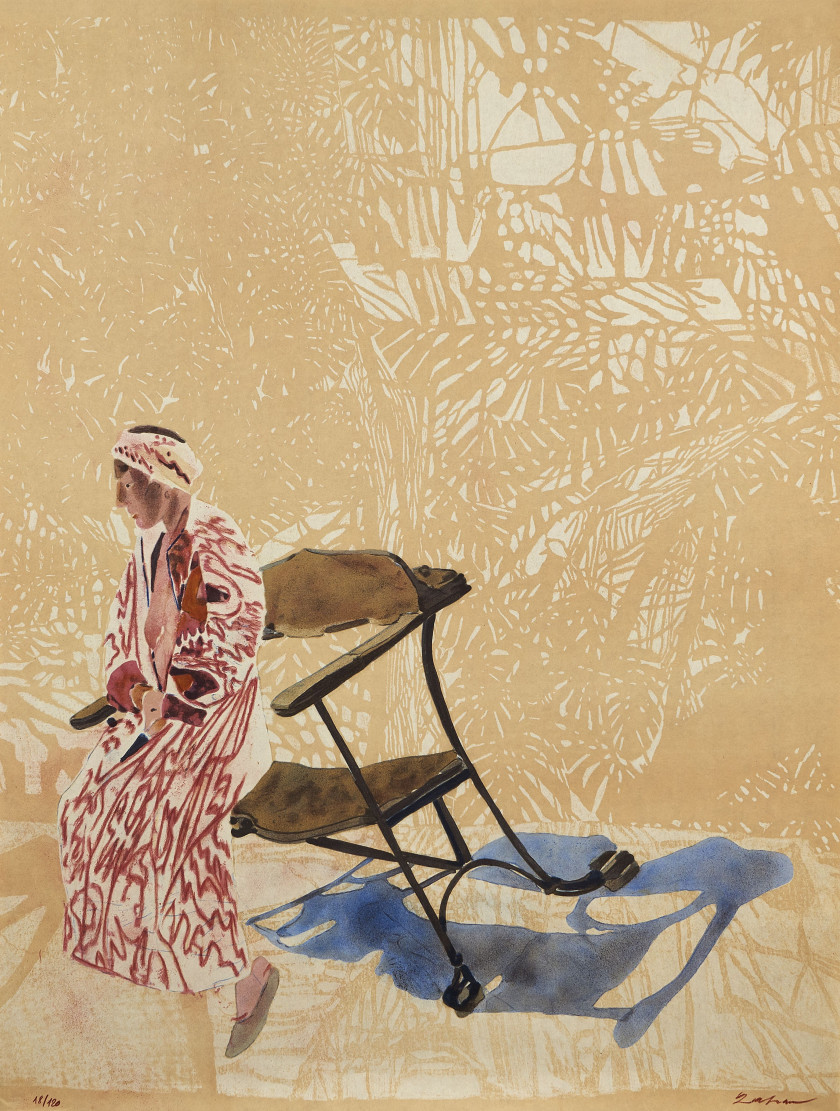 Sam SZAFRAN (1934 - 2019) Lilette à la chaise de Gaudi - 2010 Lithographie en couleurs