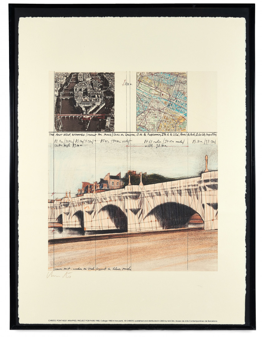 CHRISTO (1935 - 2020) Pont Neuf, Wrapped, Project for Paris, 1980 - 2003 Lithographie offset en couleurs