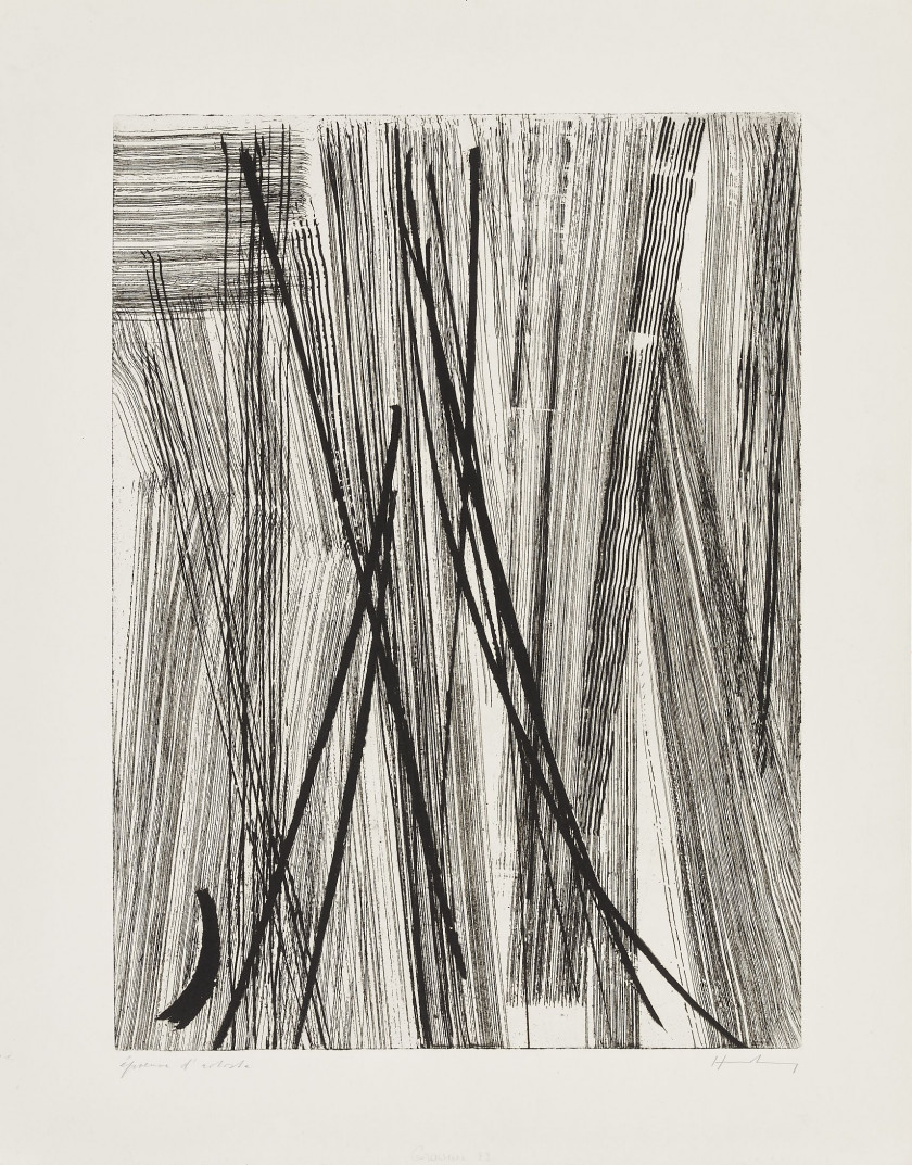 Hans HARTUNG (1904 - 1989) Gravure 22 - 1953 Eau-forte en noir