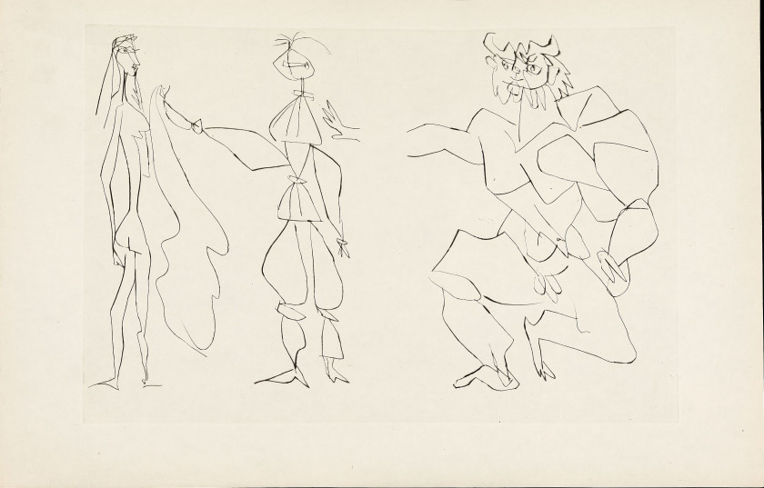 Pablo PICASSO (Espagnol - 1881-1973) Suites pour "La Maîgre" - 1952 - 2 suites des illustrations 2 suites de 10 pointes-sèches chacu...