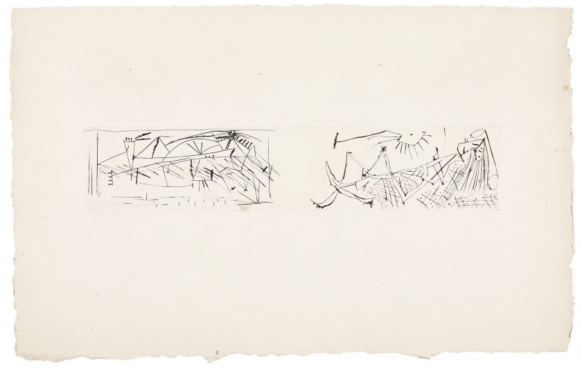 Pablo PICASSO (Espagnol - 1881-1973) Suites pour "La Maîgre" - 1952 - 2 suites des illustrations 2 suites de 10 pointes-sèches chacu...