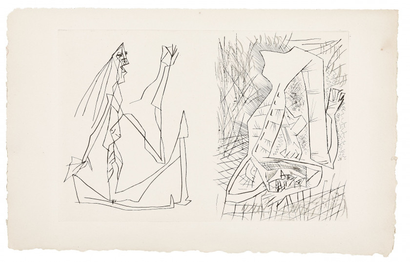 Pablo PICASSO (Espagnol - 1881-1973) Suites pour "La Maîgre" - 1952 - 2 suites des illustrations 2 suites de 10 pointes-sèches chacu...