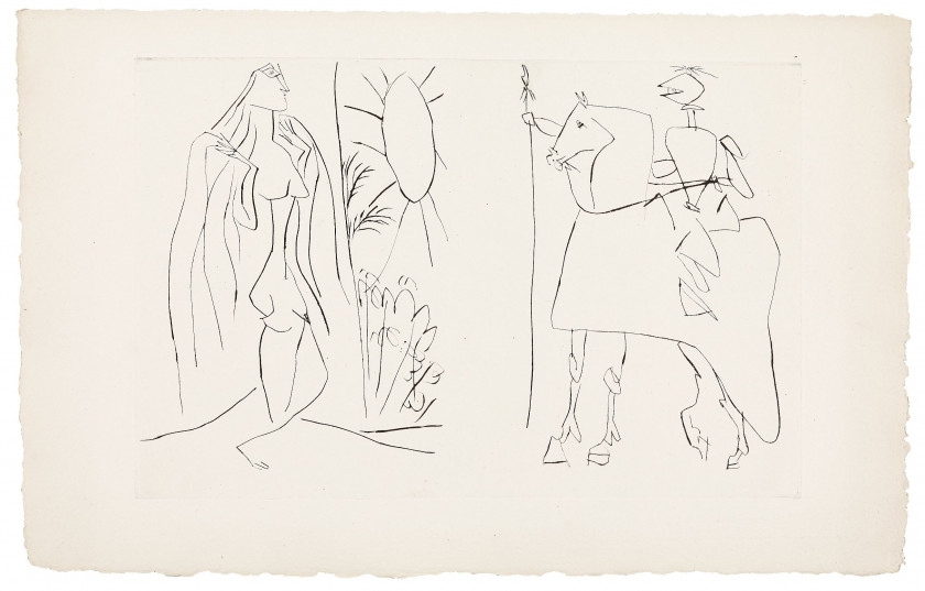 Pablo PICASSO (Espagnol - 1881-1973) Suites pour "La Maîgre" - 1952 - 2 suites des illustrations 2 suites de 10 pointes-sèches chacu...