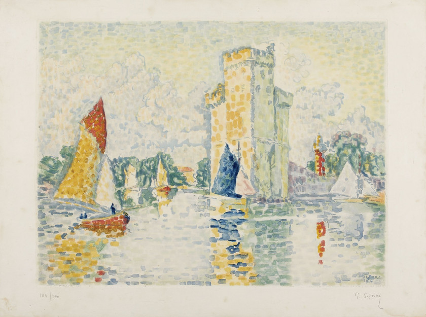 Paul SIGNAC (d'après)  Le port de La Rochelle - 1925/26 Aquatinte en couleurs, exécutée par Villon