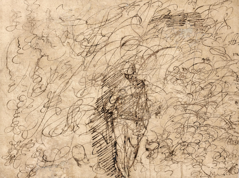Salvator ROSA Naples, 1615 - Rome, 1673 Personnages autour d'une table Plume et encre brune