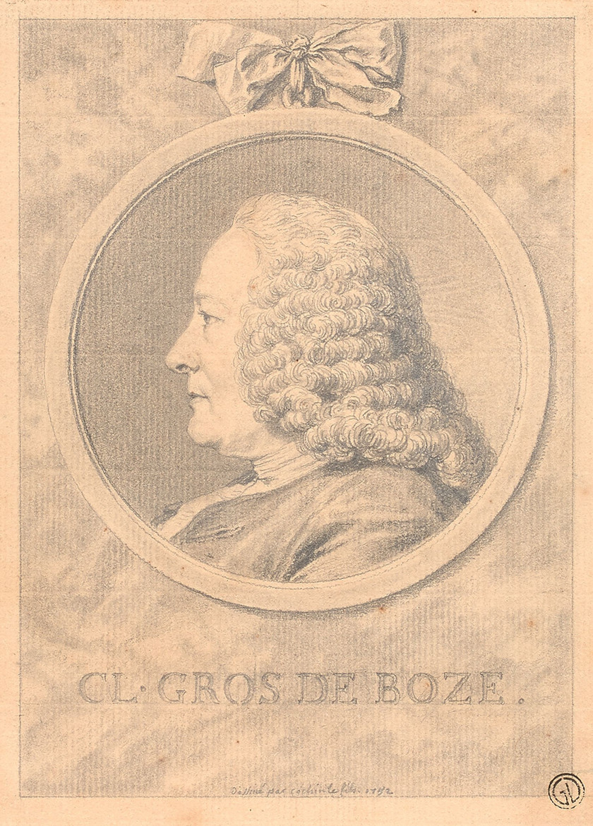 Charles-Nicolas COCHIN le Jeune Paris, 1715 - 1790 Portrait de Claude Gros de Boze Crayon noir