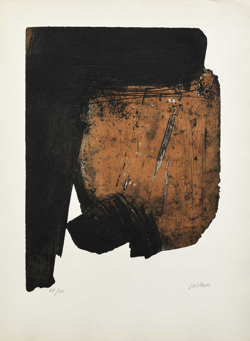 Pierre SOULAGES (Français, Né en 1919) Eau-forte XIV - 1961 Eau-forte en couleurs