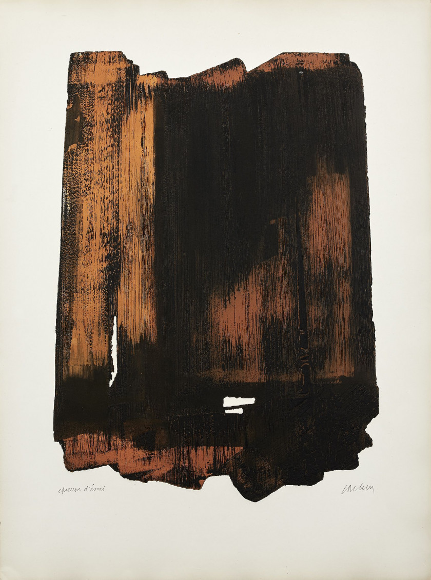 Pierre SOULAGES (Français, Né en 1919) Eau-forte XVI - 1961 Eau-forte en couleurs