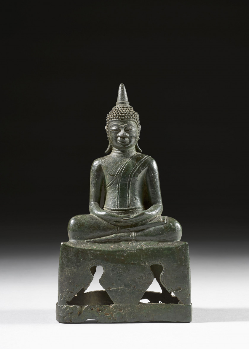 STATUETTE DE BOUDDHA EN BRONZE, Laos, XIXe siècle