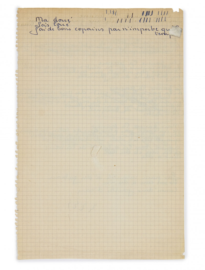 BRASSENS (Georges)  Manuscrit autographe pour la chanson "Jeanne"