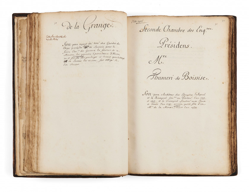 [MANUSCRIT.- PARLEMENT DE PARIS]. [D'HOZIER (Charles)]  Table alphabétique de tous les noms contenus dans le mémoire sur les famille..