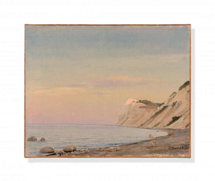 Attribué à Peter Christian SKOVGAARD Ringsted, 1817 - Copenhague, 1875 Vue de Møns Klint Huile sur toile