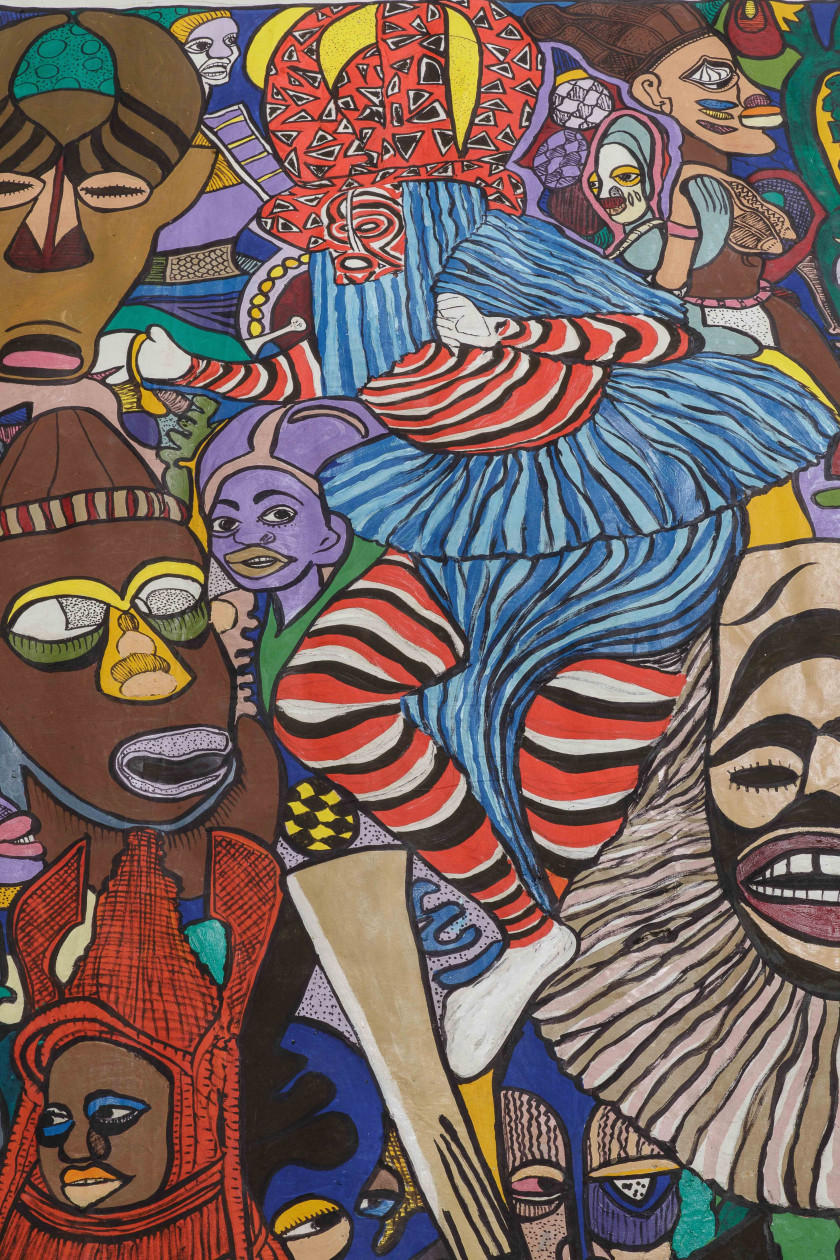 Emmanuel EKEFREY né en 1952 - Nigéria Nigeria Cultural Heritage Huile sur toile