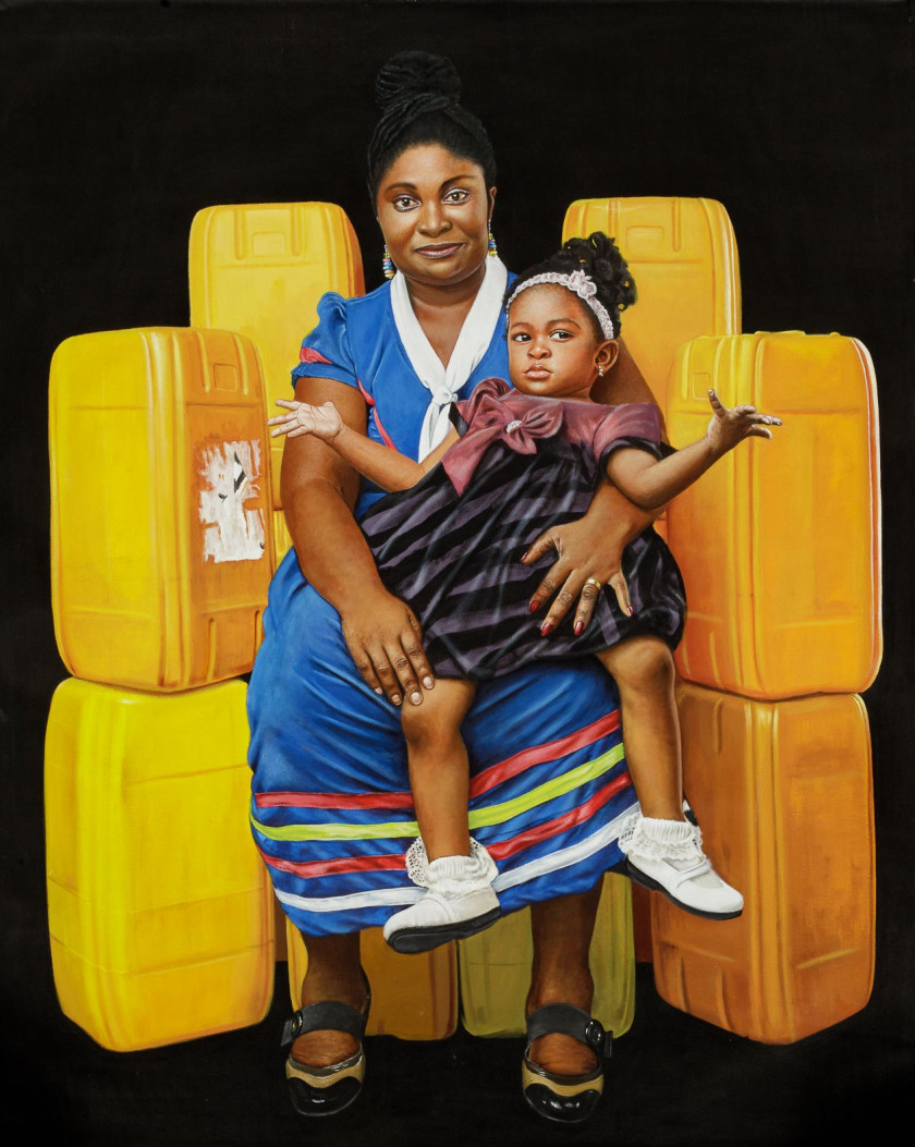 Jeremiah QUARSHIE né en 1985 - Ghana Mabel et Akuyo (Yellow is the colour of water series), 2016 Acrylique sur toile