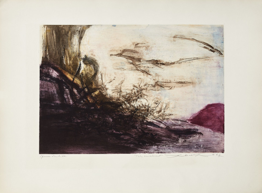 ZAO WOU- KI (Chinois, 1920 - 2013) Gravure 172 – 1967 Eau-forte et aquatinte en 5 couleurs