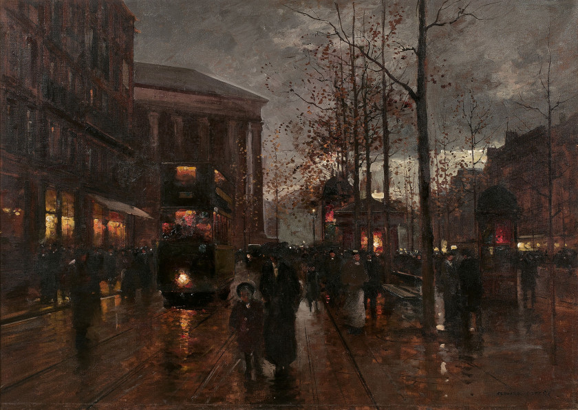 Edouard CORTES Lagny-sur-Marne, 1882 - 1969 La Madeleine et le boulevard Malesherbes à Paris Huile sur toile (Toile d'origine)