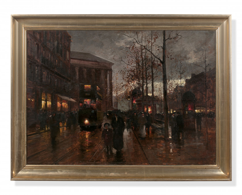 Edouard CORTES Lagny-sur-Marne, 1882 - 1969 La Madeleine et le boulevard Malesherbes à Paris Huile sur toile (Toile d'origine)