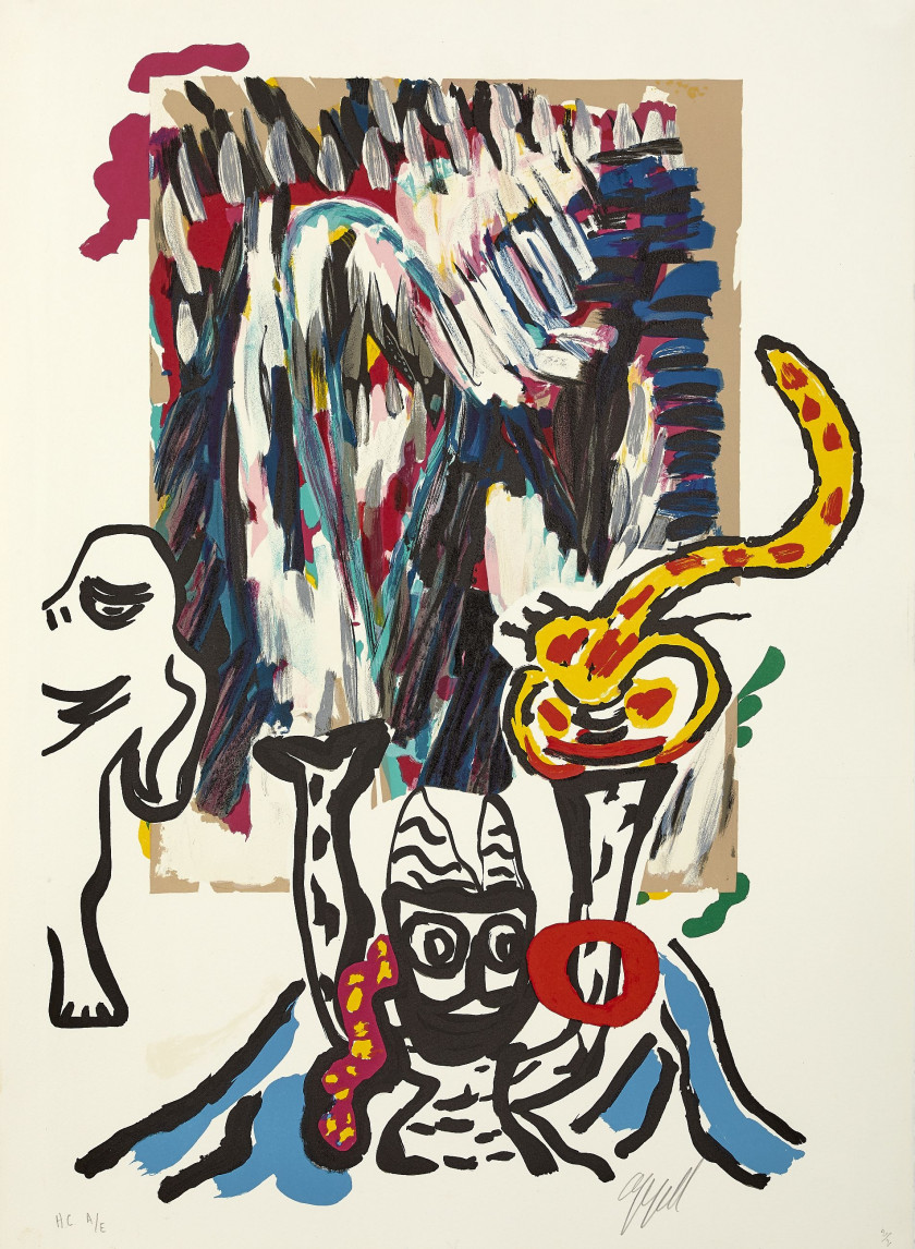 Karel APPEL (1921 - 2006) 2 suites complètes : Tantrika I & II - 1988 10 lithographies en couleurs