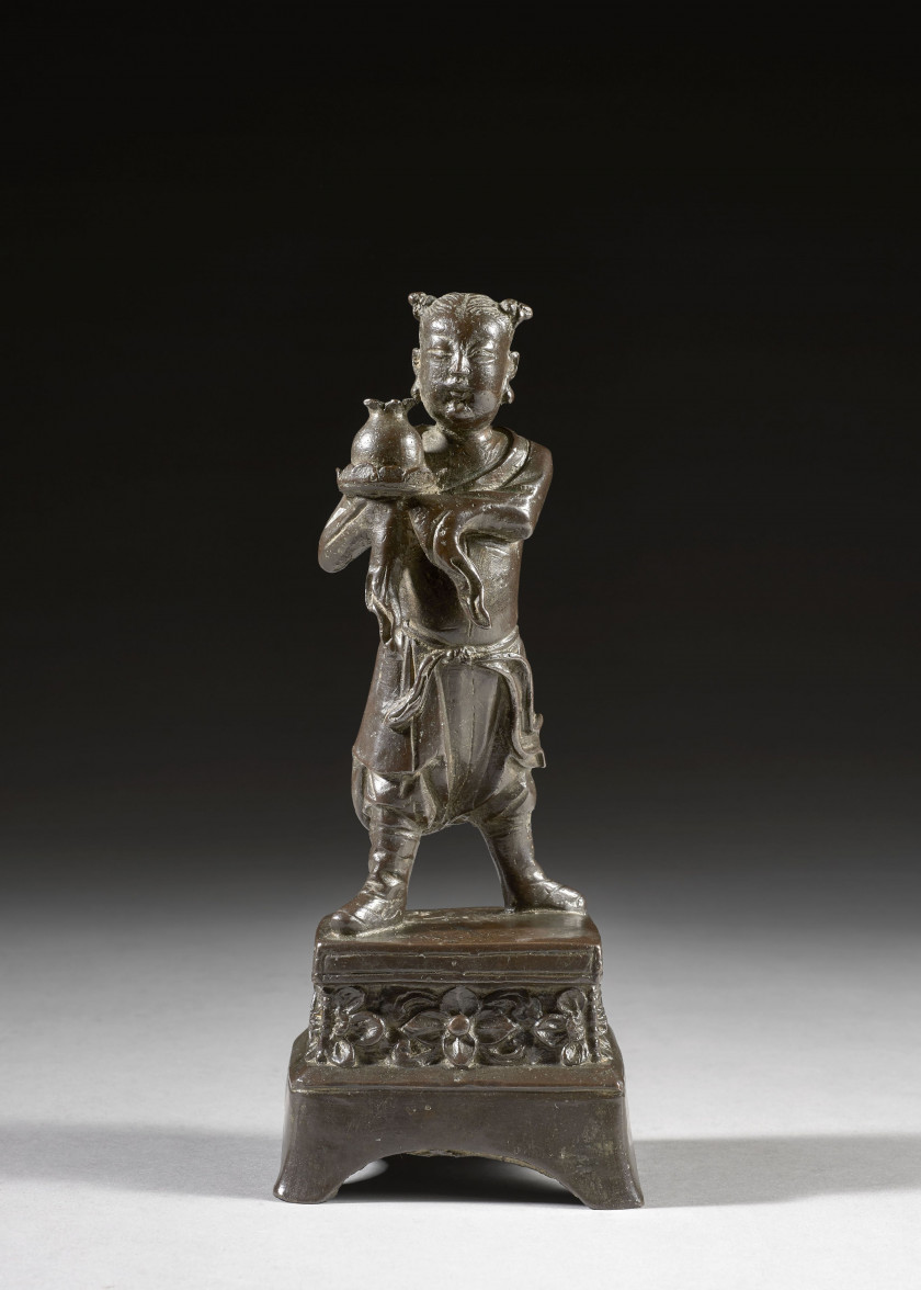 STATUETTE DE HOHO EN BRONZE, Chine, dynastie Ming, XVIIe siècle